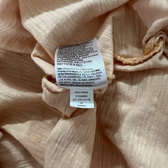 Chicos V Neck Tee Size 0 Small Orange Cream Ombre Cotton Modal Slub 570326966 - Picture 7 of 10